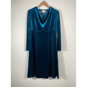 Coldwater Creek Teal Velvet  Dress Women’s Size 10P